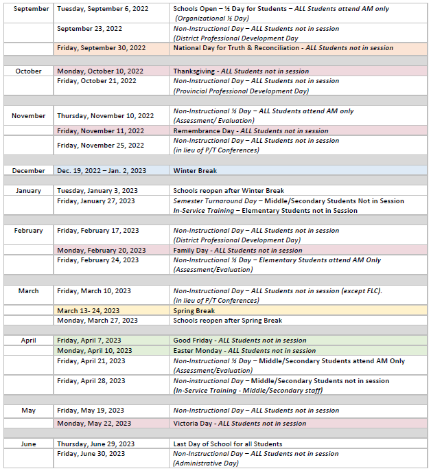 School District Calendars